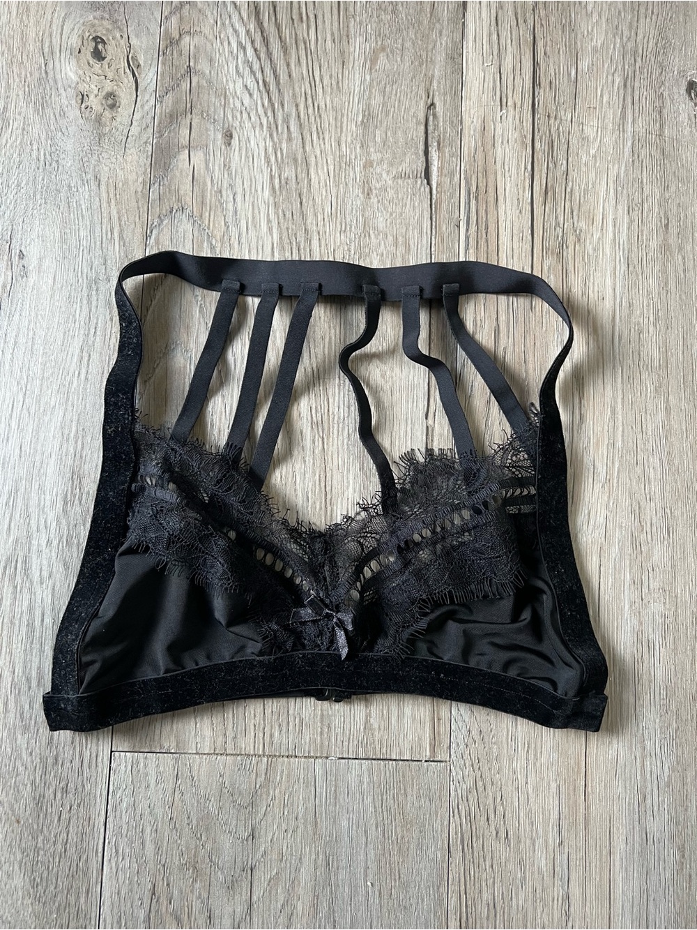 For Love And Lemons Black Strappy Lace Bralette